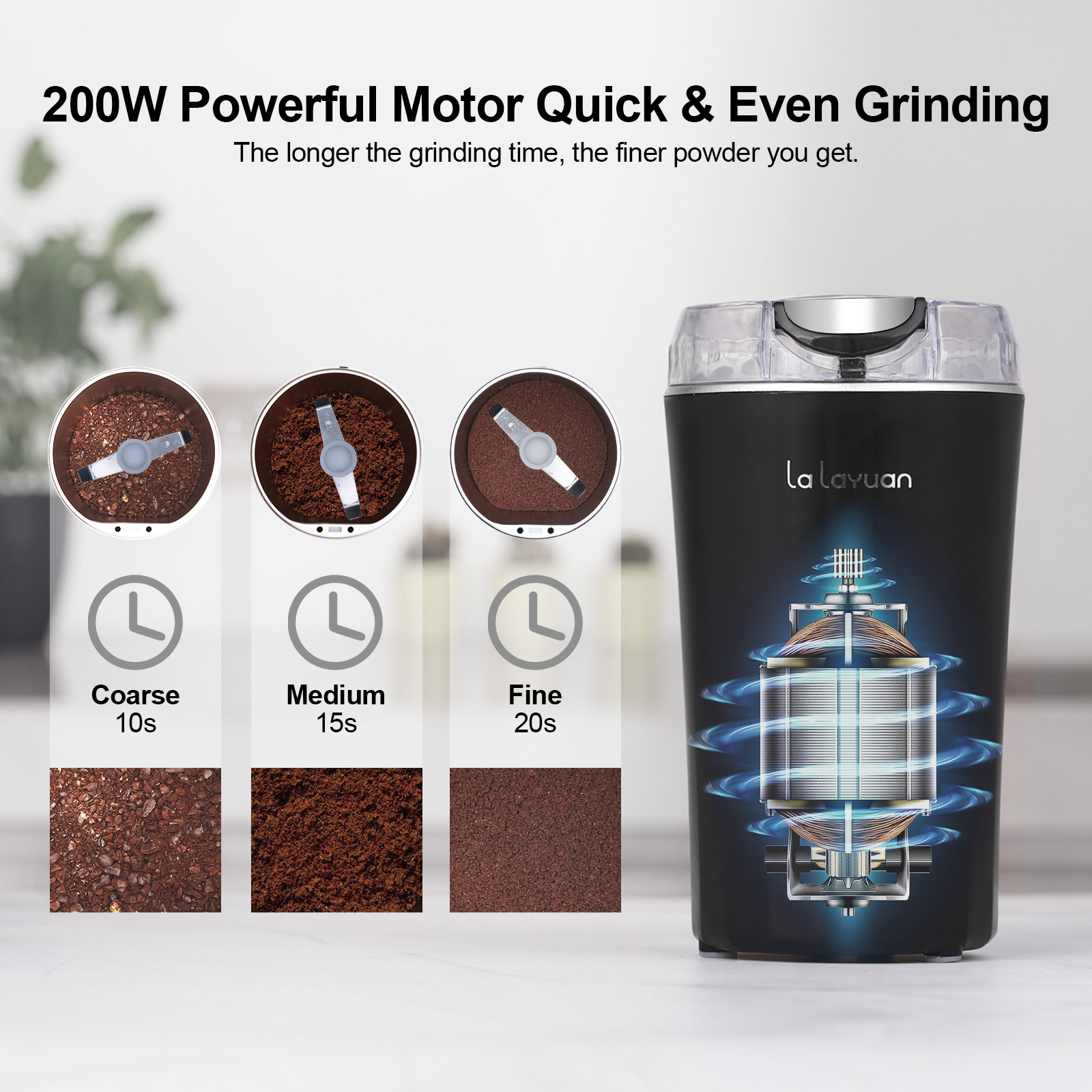 Powerful Electric Coffee Bean Grinder With One Touch Push - Temu