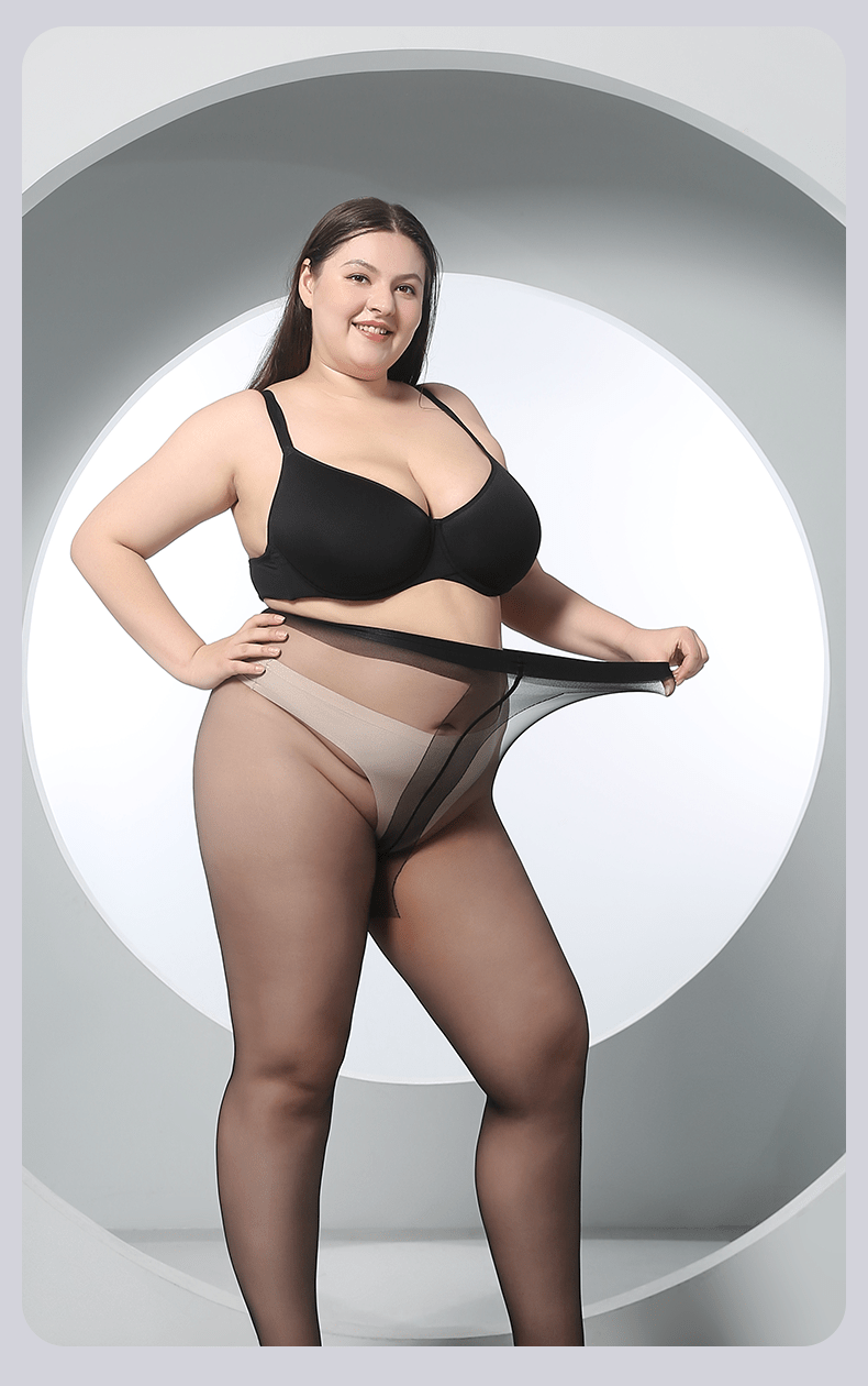 Plus Size Sheer Pantyhose, Women's Plus Ultra Thin T Crotch Queen Size  Tights, 8D Tummy Control Soft Stockings