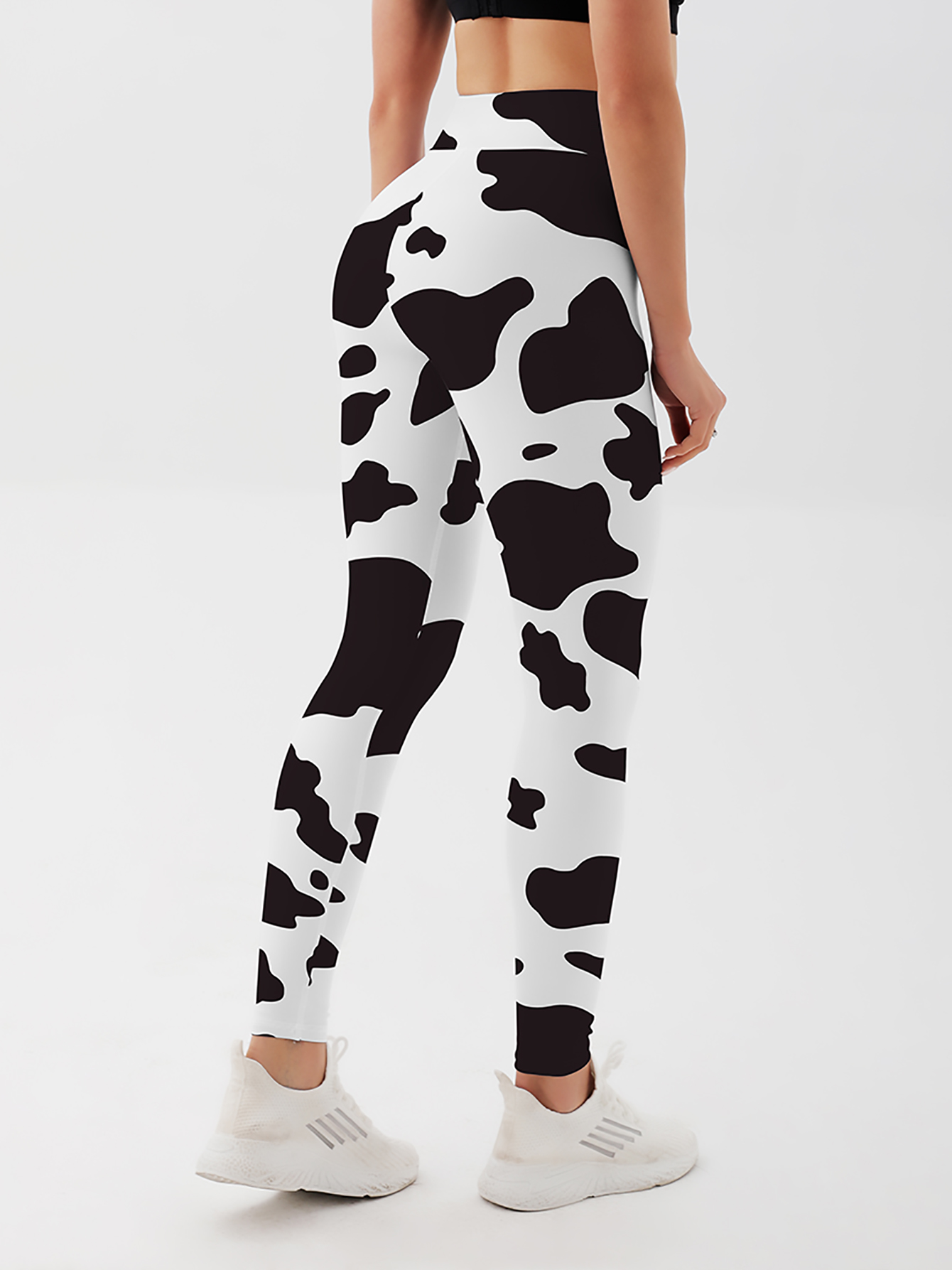 Fashion Cow Print High Waist Yoga Leggings Slim Fit Workout - Temu