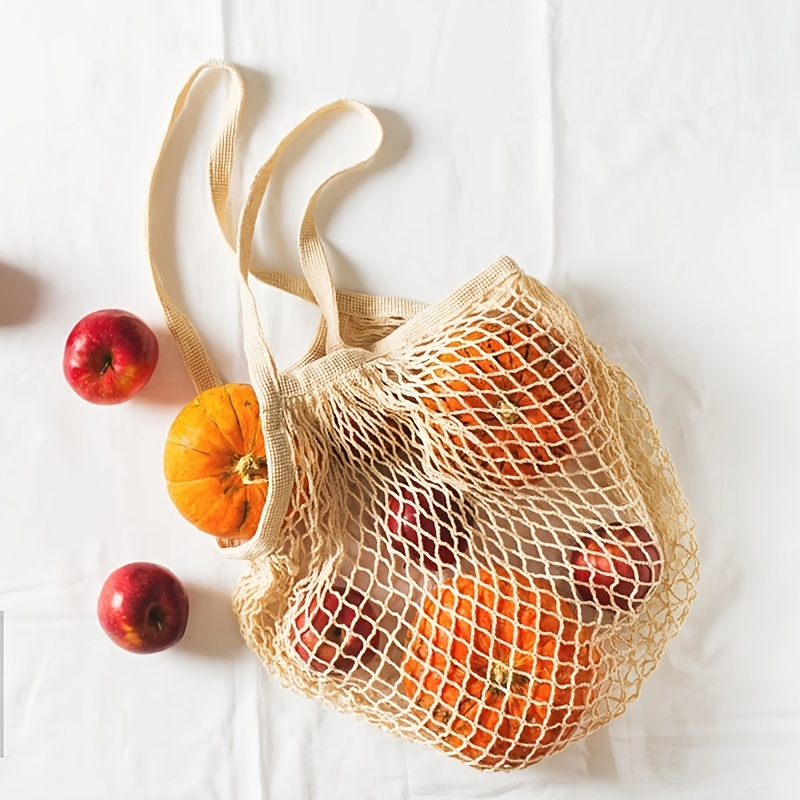 YFSEOS 3Pcs Net Cotton String Shopping Bag,Tote Bag, Reusable Portable  Organic Market Mesh Bag,Net Bag,for Home Fruit Vegetable Outdoor Storage  Beach