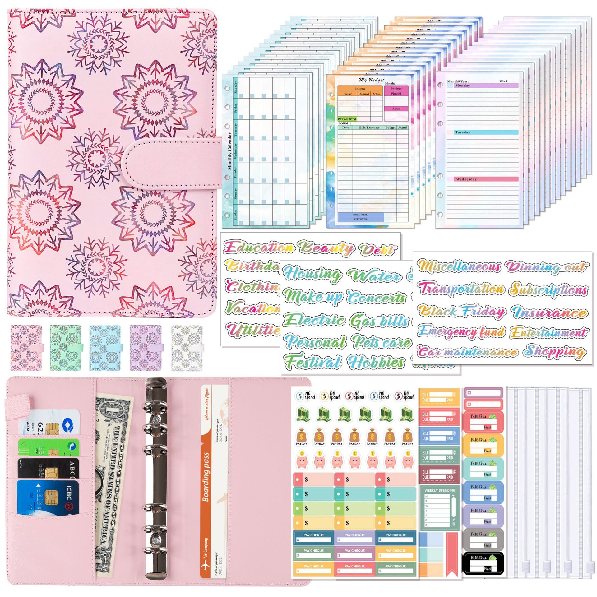 Custom Budget Binder, Budget Planner, Money Organizer With 6 Zipper Sleeves  