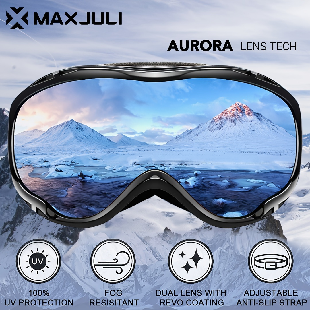 MAXJULI-Gafas de esquí profesionales para hombre y mujer, lentes de doble  capa, antivaho, UV400