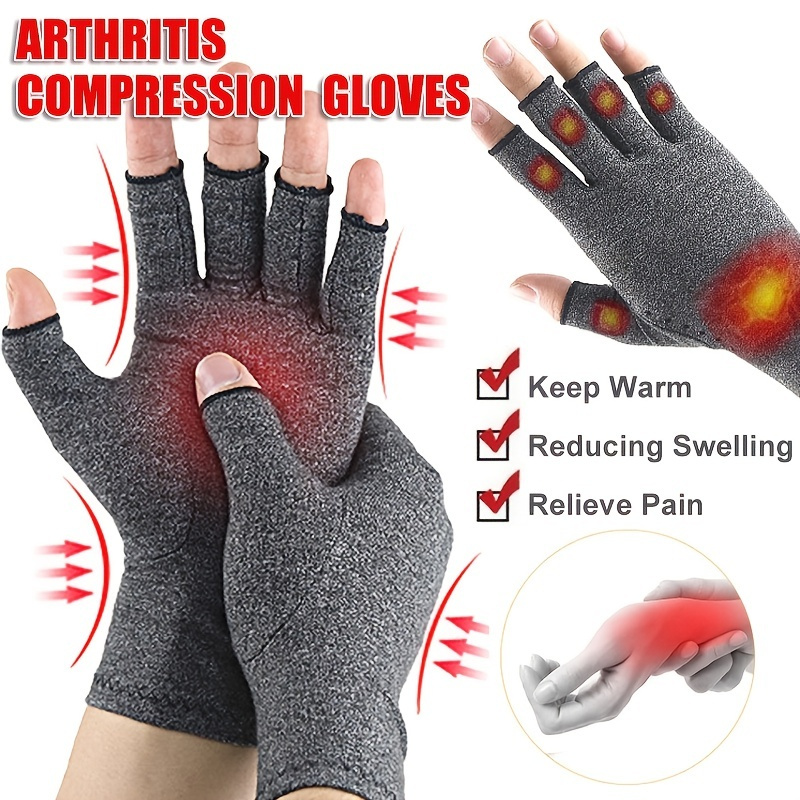 Order A Size Up 1pair Arthritis Fingerless Compression Gloves Outdoor ...