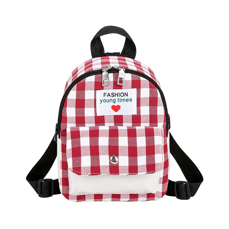 Black and White Checkered Canvas Mini Backpack