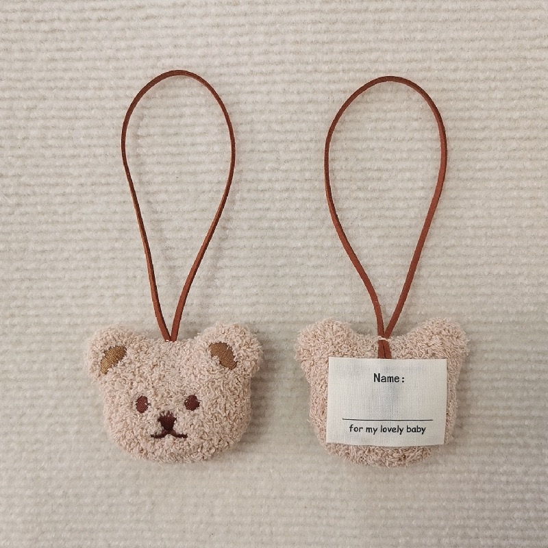 Porte-clés pendentif ours en peluche pour filles, étiquette de nom  anti-perte, accessoires de sac