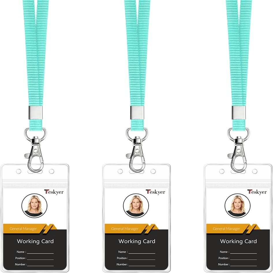 6 Pack Extra Thick ID Badge Holder - Horizontal Clear ID Holder for Lanyard  - ID Card Holder with Waterproof Resealable Zip - Name Tag Holder for  Nurses, Office and School 