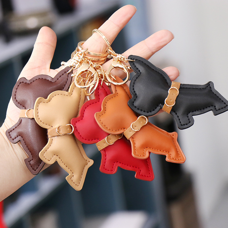 French Bulldog Leather Keychain
