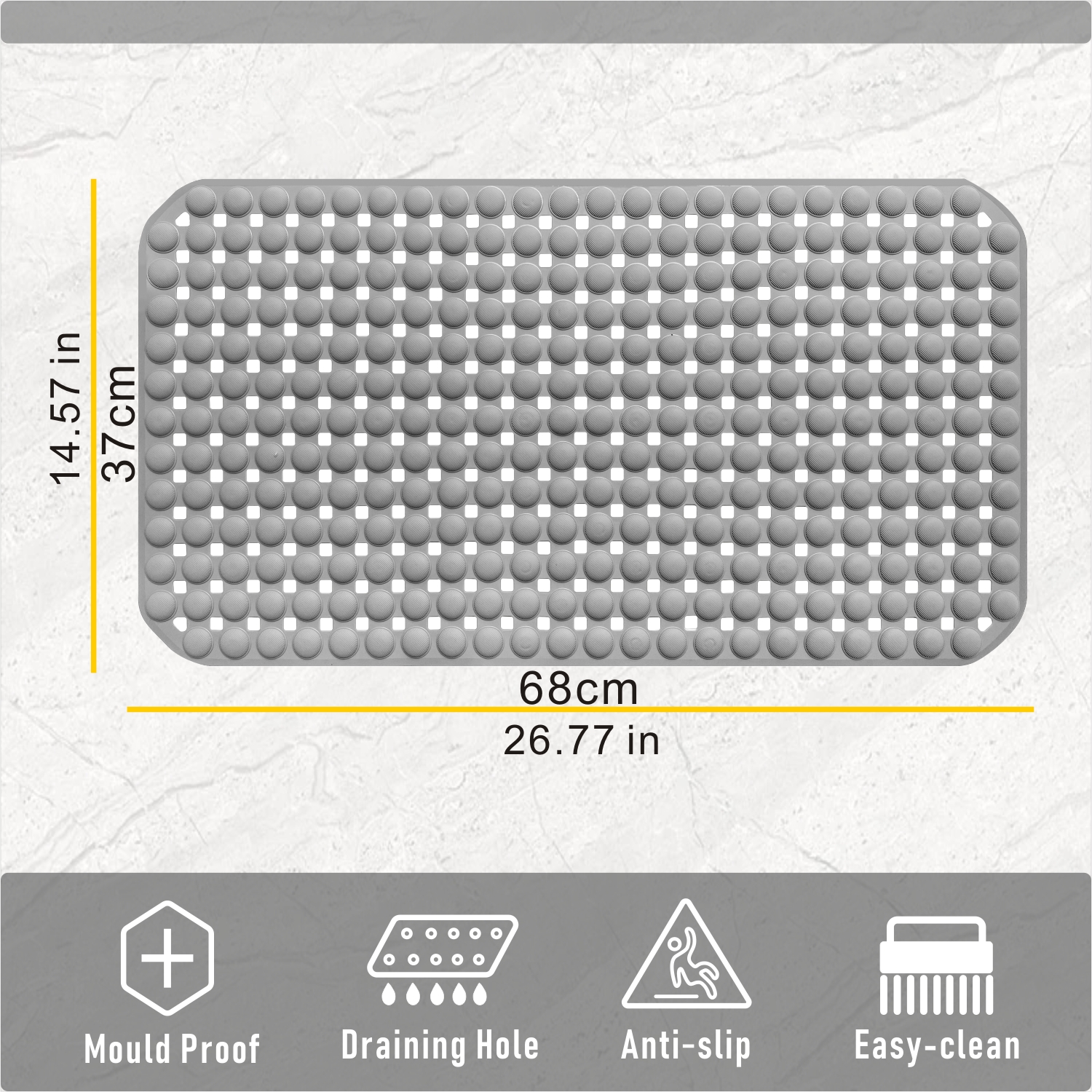 Nonslip Bathtub Mat Extra Soft TPE Bath Mat for Kids, Machine Washable  Bathroom Shower Mat, Smooth/Non-Textured Tubs Only, 30L x 17W Inch (Blue)