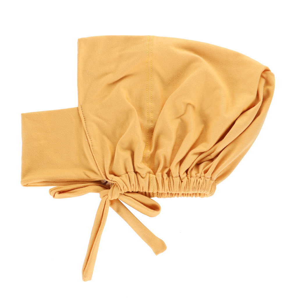 Drawstring Neck Turban Cap Hijab Cap Bonnet Cap Solid Turban Cap