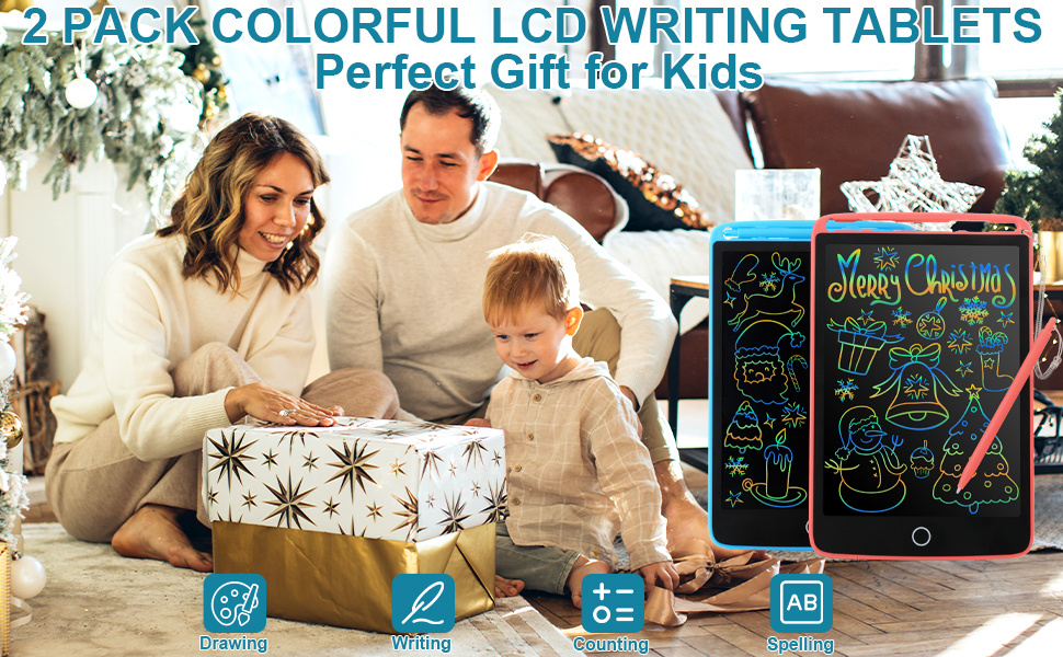 Coozlon Tablette D'écriture LCD Colorée 8,5 Pouces,Tablette Dessin Enfant  Pour Eenfants avec Autocollants de Dessin Animé Animaux Gratuits,Tablette