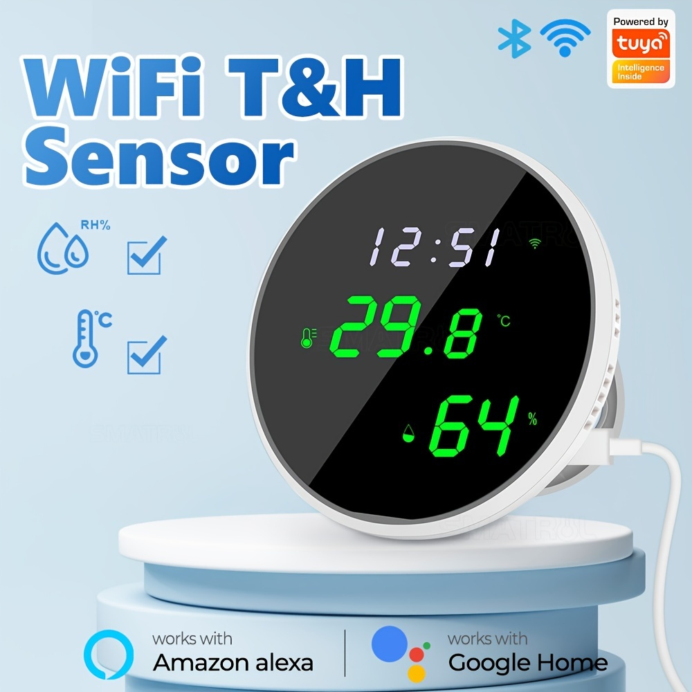 Tuya WiFi Temperature And Humidity Sensor Thermometer For Home USB LCD  Screen Display Infrared Sensing Backlight Support Alexa G