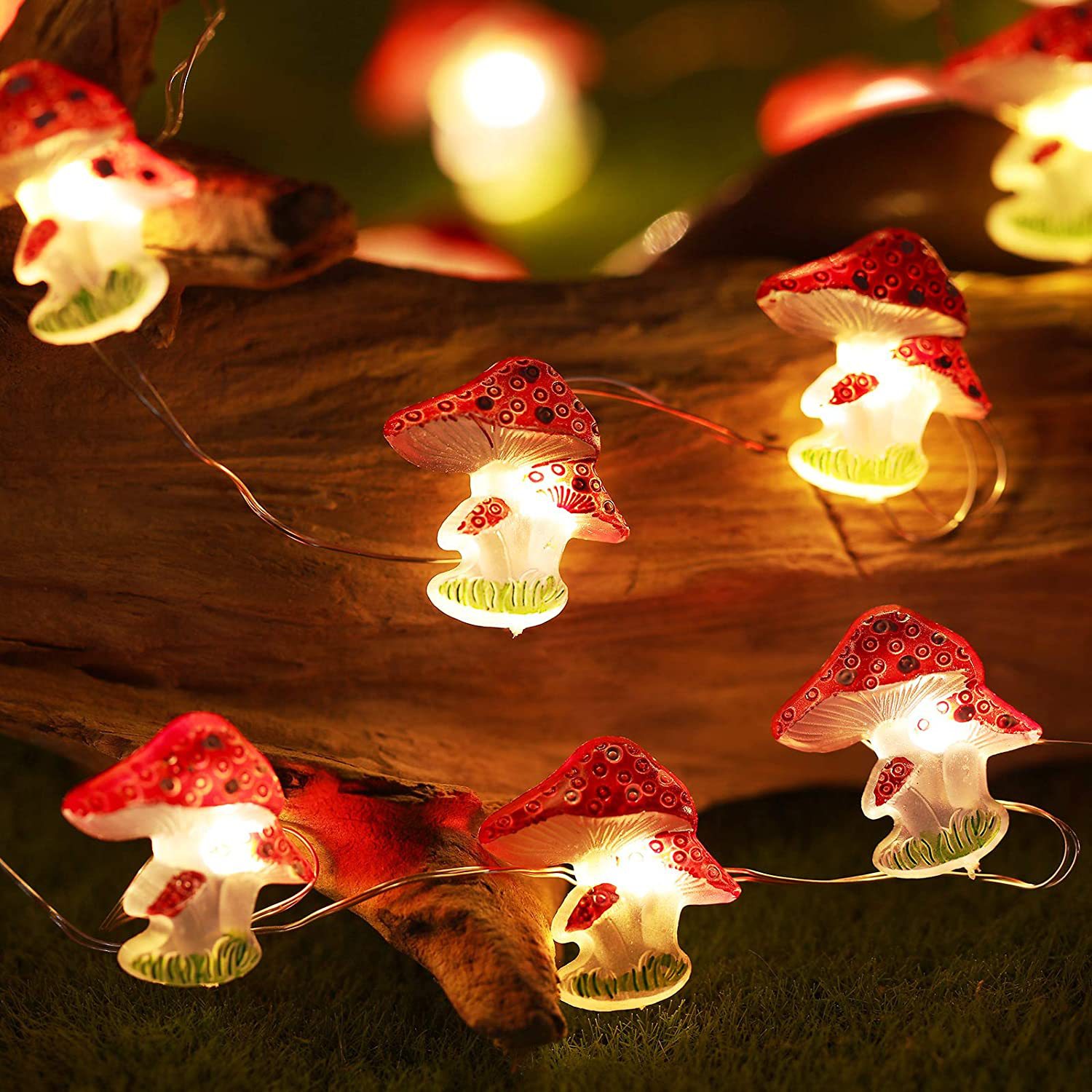 mushroom shaped lamp string small mushroom fairy lamp battery powered copper wire garland lamp suitable for garden festival decoration 2m 6 6ft  9 9ft christmas halloween decorations details 7