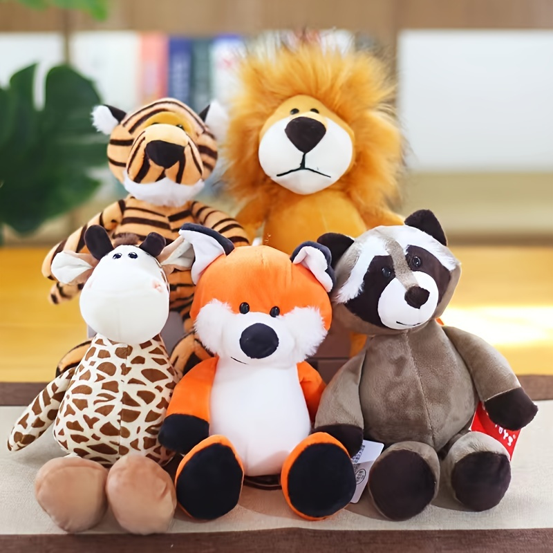 8 piezas de animales de peluche pequeños de bosque a granel de animales de  la selva de 4 pulgadas, lindo tigre león, elefante, jirafa para cumpleaños