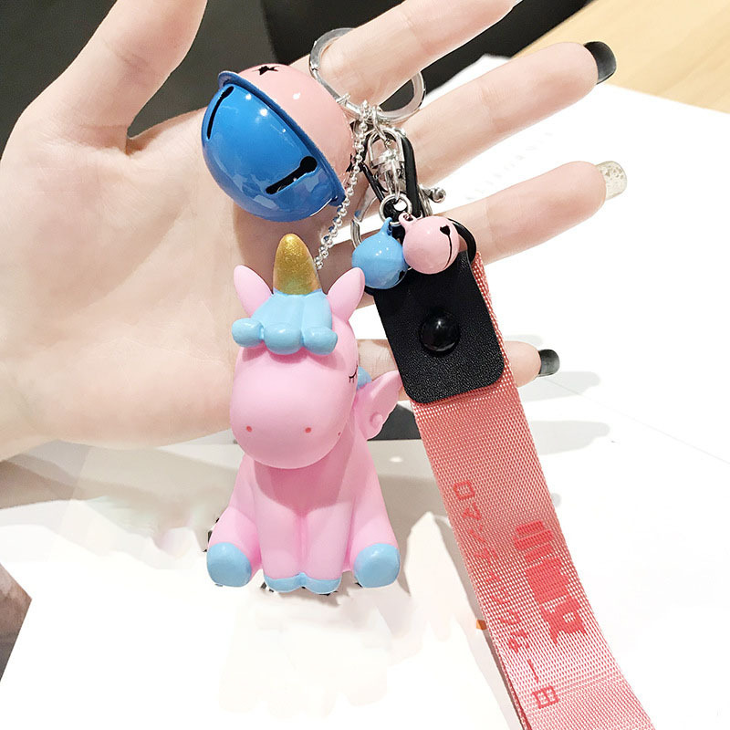 Cute Fur Ball Pom Pom Keychain with Unicorn Small Bell Princess Keyring for  Women Bag Purse Car Decoration at  Women's Clothing store