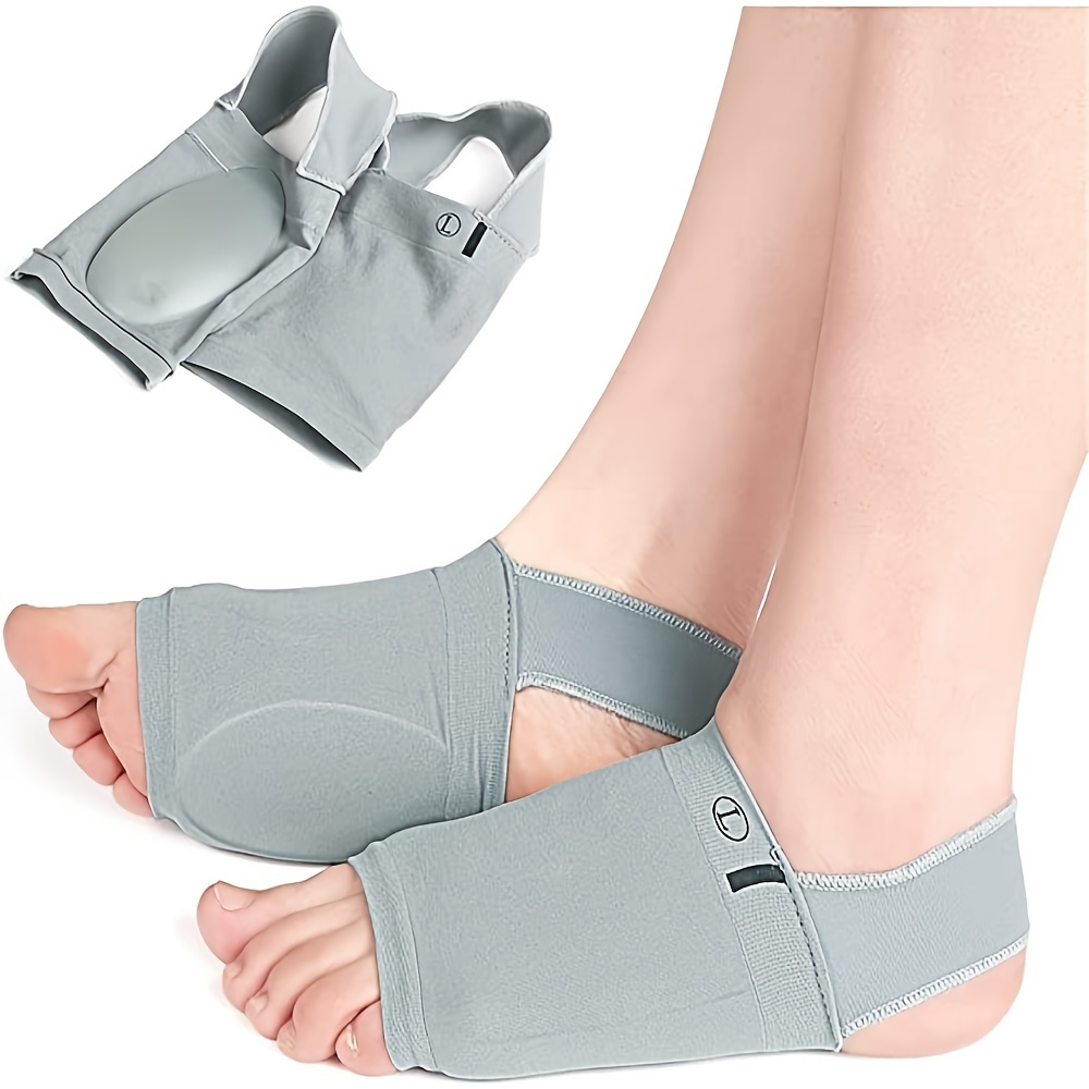 1pair Of Metatarsal Compression Arch Support Sleeves With Gel Pad Inside - Brace For Flat Foot Women Men,Gray