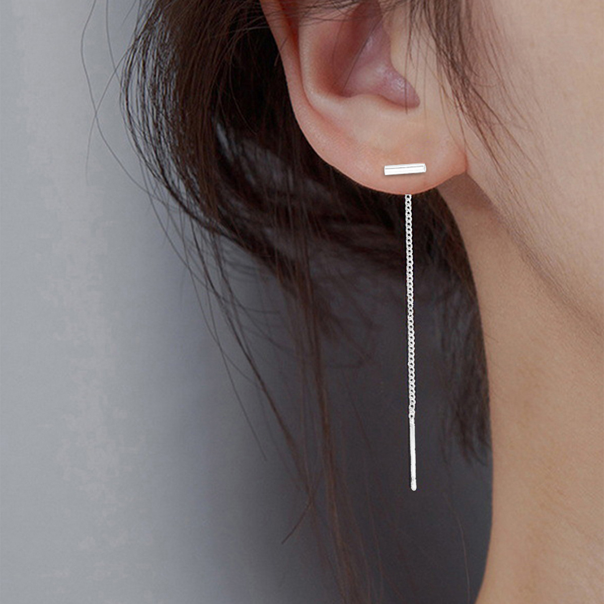 Minimalist Drop Chain Threader Earrings