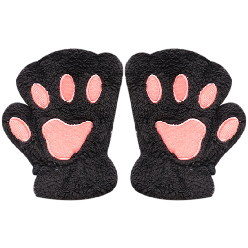 3 pares de guantes de pata de gato, guantes sin dedos, guantes de felpa de  invierno para mujeres y niñas