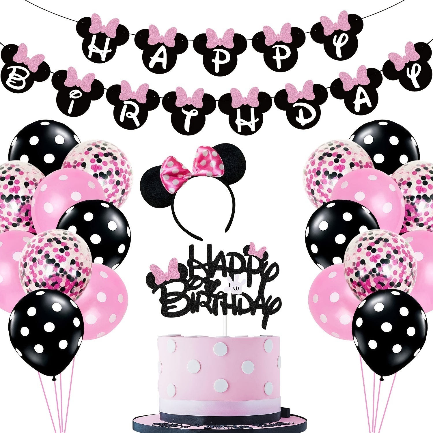 1pc Happy Birthday Cake Topper And Banners Girls Themed Birthday Party ...