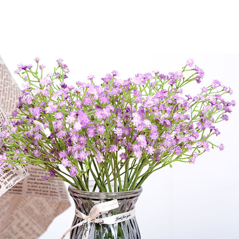 White Purple Artificial Babys Breath Flower Bouquet - Temu