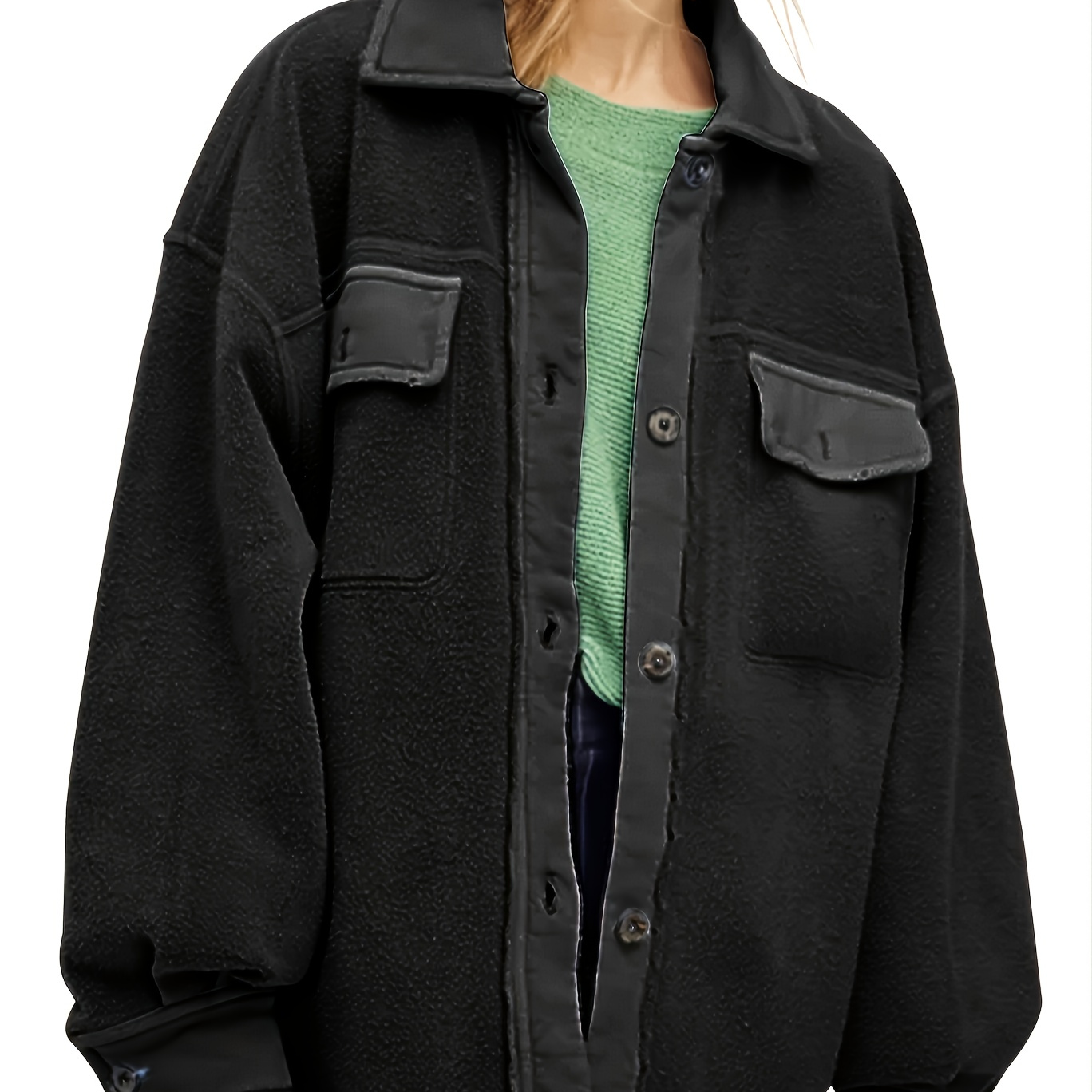 

Women's Outerwear Casual Solid Long Sleeve Button Down Pockets Jacket