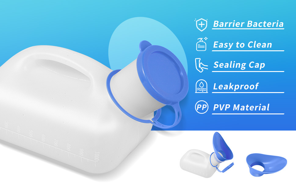 Heally - Orinal portátil de plástico con tapas, para niños, adultos,  mujeres embarazadas, 1 unidad, color azul