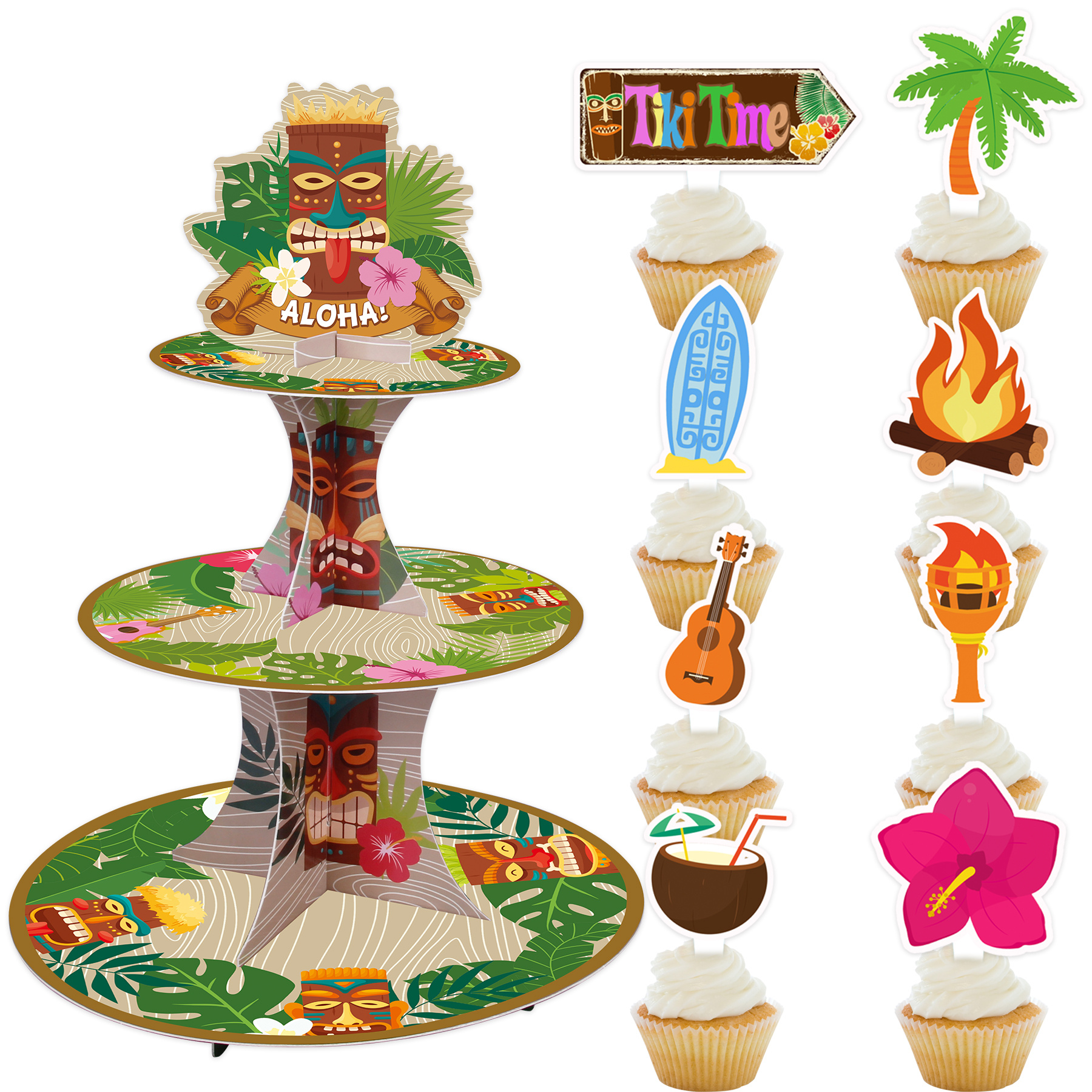 3 Tier Outdoor Swimming Beach Cupcake Stand Hawaii Birthday - Temu United  Kingdom