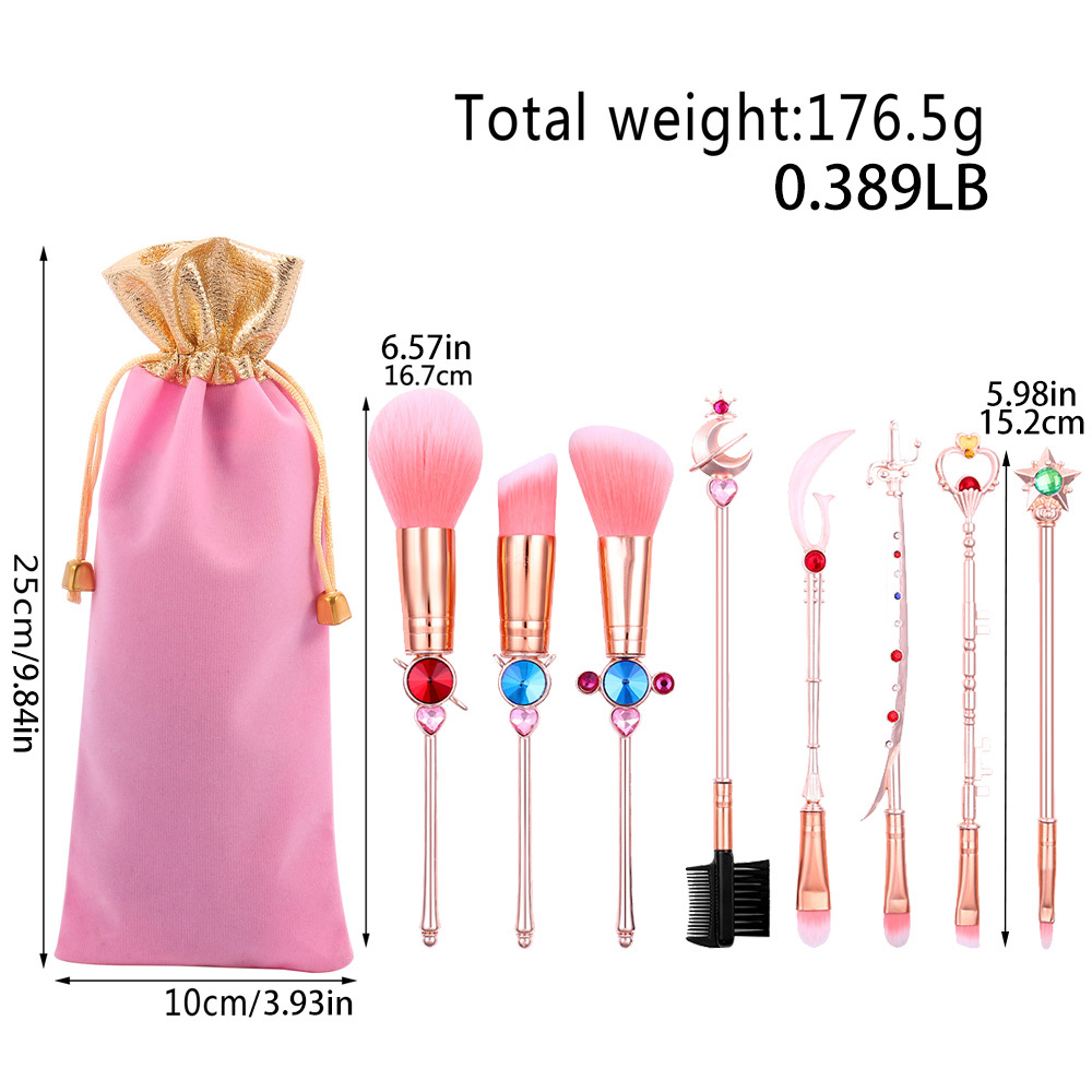  Anime Makeup Brushes, Anime Gold Metal Magic Wand Handle Makeup  Brushes Professional, Eye/Face/Lip Makeup Brushes Tool Sets & Kits Cosplay,  Valentine/Halloween/Christmas Gifts (B) : Beauty & Personal Care