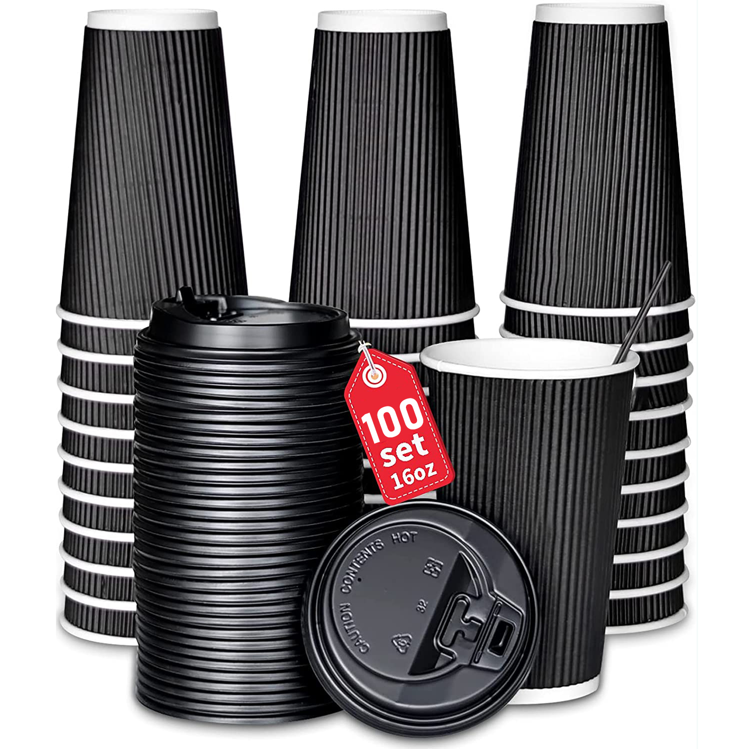 Disposable Coffee Cups With Lids And Straws Togo Hot Paper - Temu
