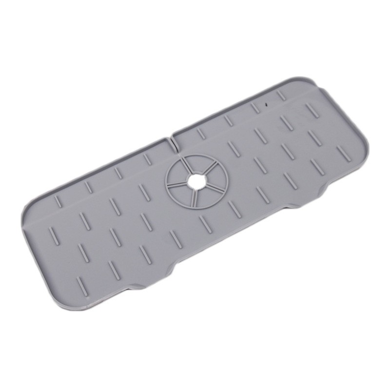 Miuline Drain Mat, Rectangel Silicone Mat ,Rectangle Silicone Drain Mat Drying Dishes Pad Heat Resistant Slip-Proof Tray, Gray