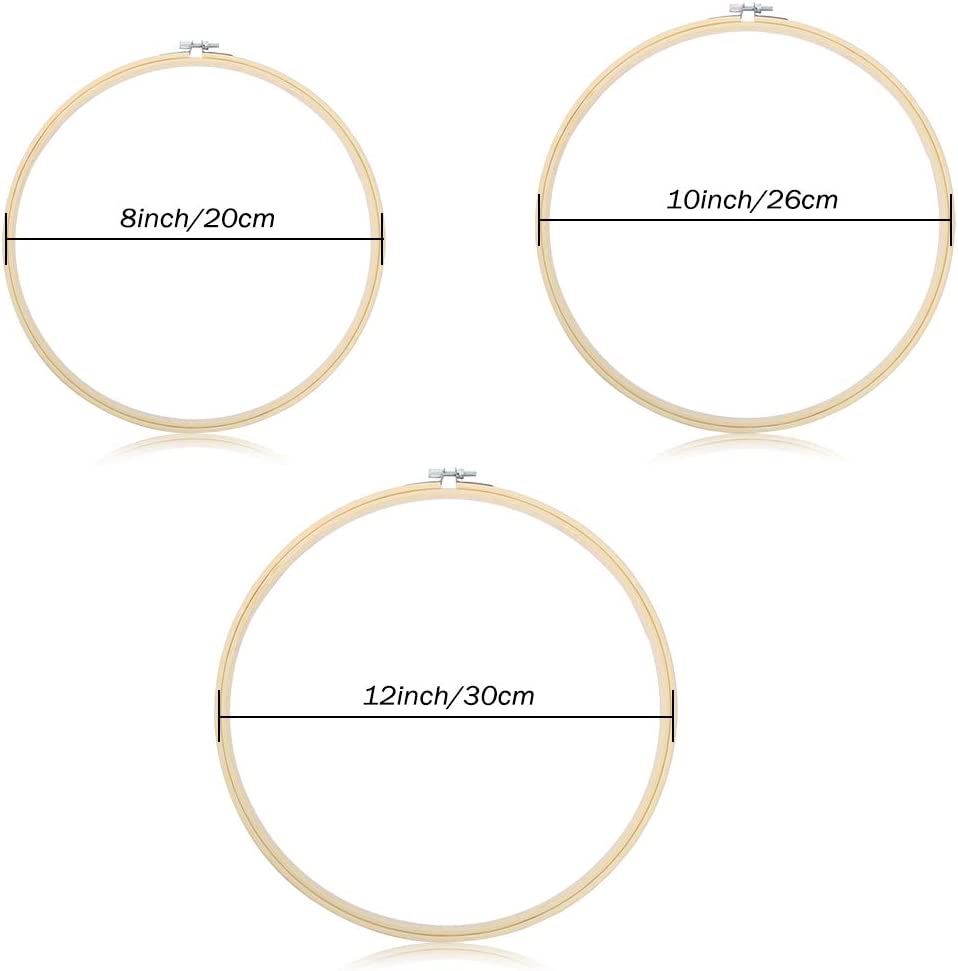 PATIKIL 12 Pieces 12 Inch Embroidery Hoops Round Adjustable Bamboo Circle Cross  Stitch Hoop Ring Bulk for Embroidery Art Craft Handy Sewing Decoration -  Yahoo Shopping