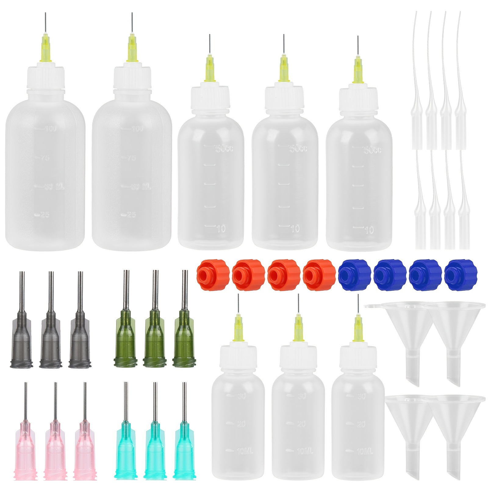 8x Metal Needle Tip Squeeze Bottle 33ML Liquid Oil Glue Plastic
