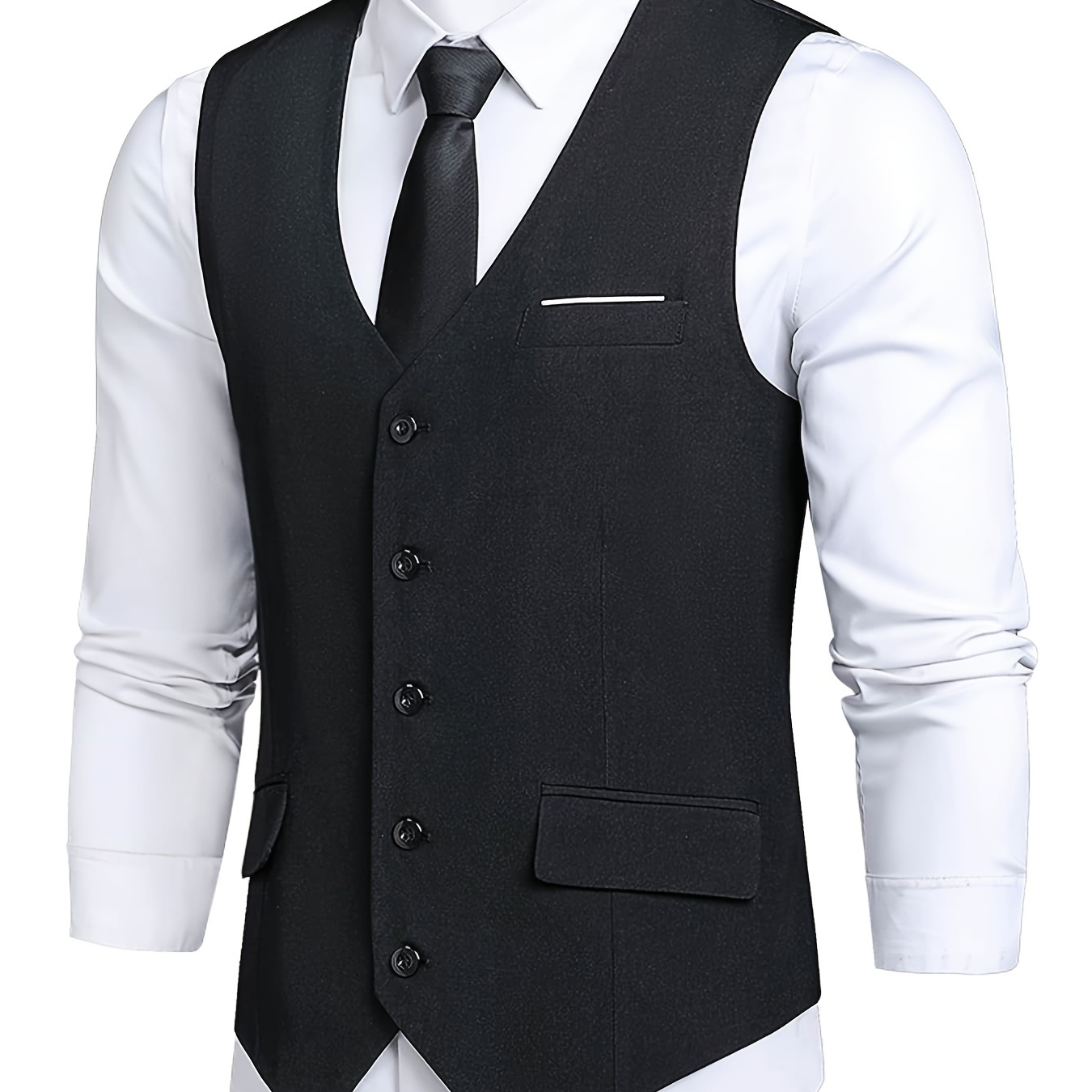 Men's Black Classic Formal Suit Vest | Check Out Today's Deals Now | Temu
