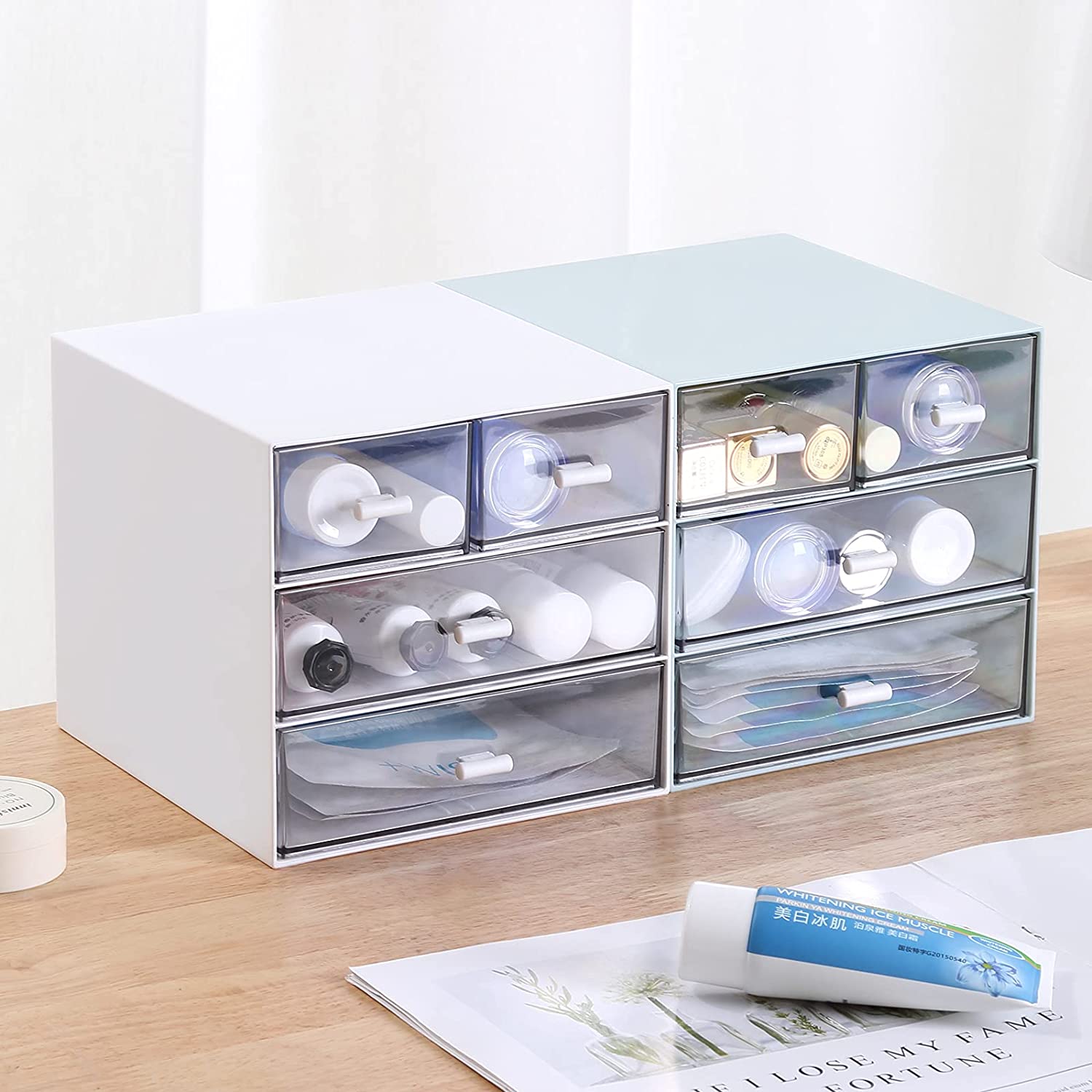 MAGICLULU 2pcs Box Drawer Storage Box Organizer Drawers Storage Clear Mini  Drawer Organizer Small Drawer Organizer Desktop Drawer Unit 4 Drawer Mini