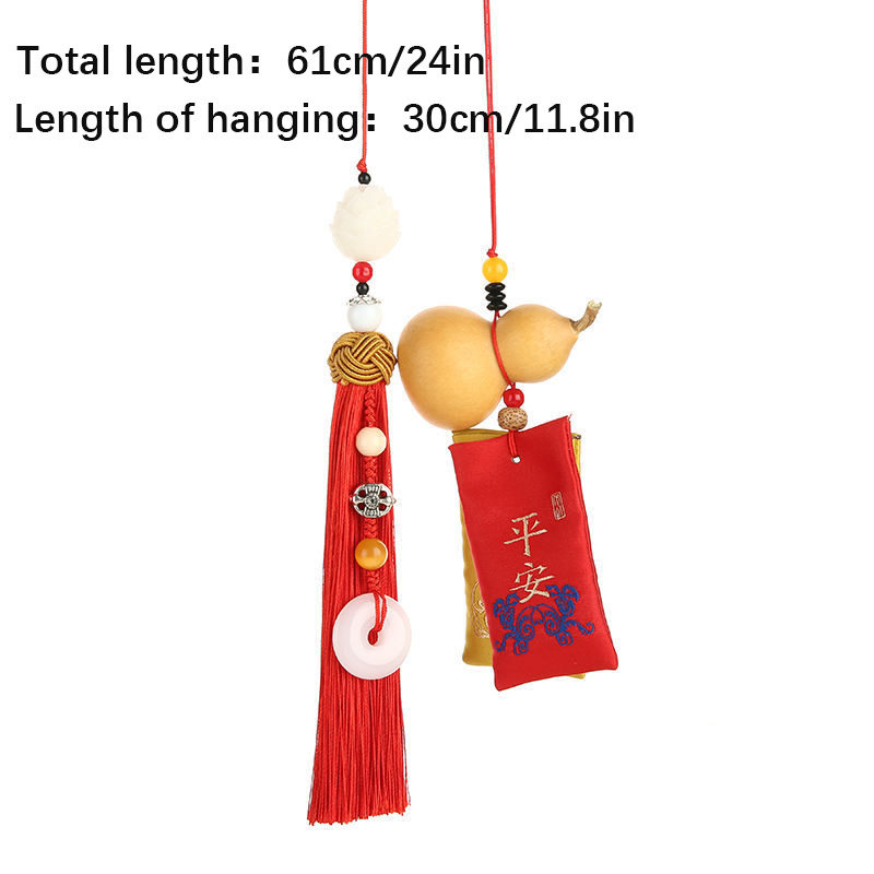 gather fortune and blessings with this natural gourd car rear view mirror pendant details 4