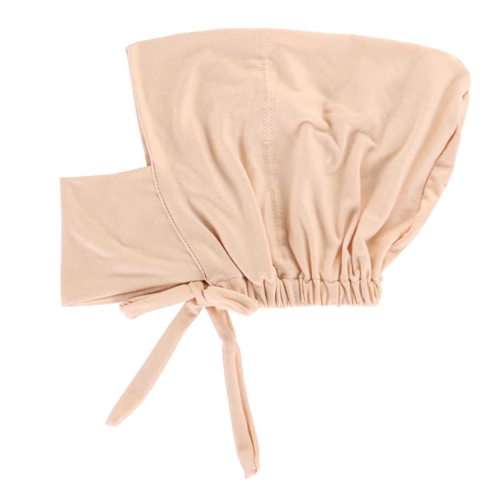 Drawstring Neck Turban Cap Hijab Cap Bonnet Cap Solid Turban Cap