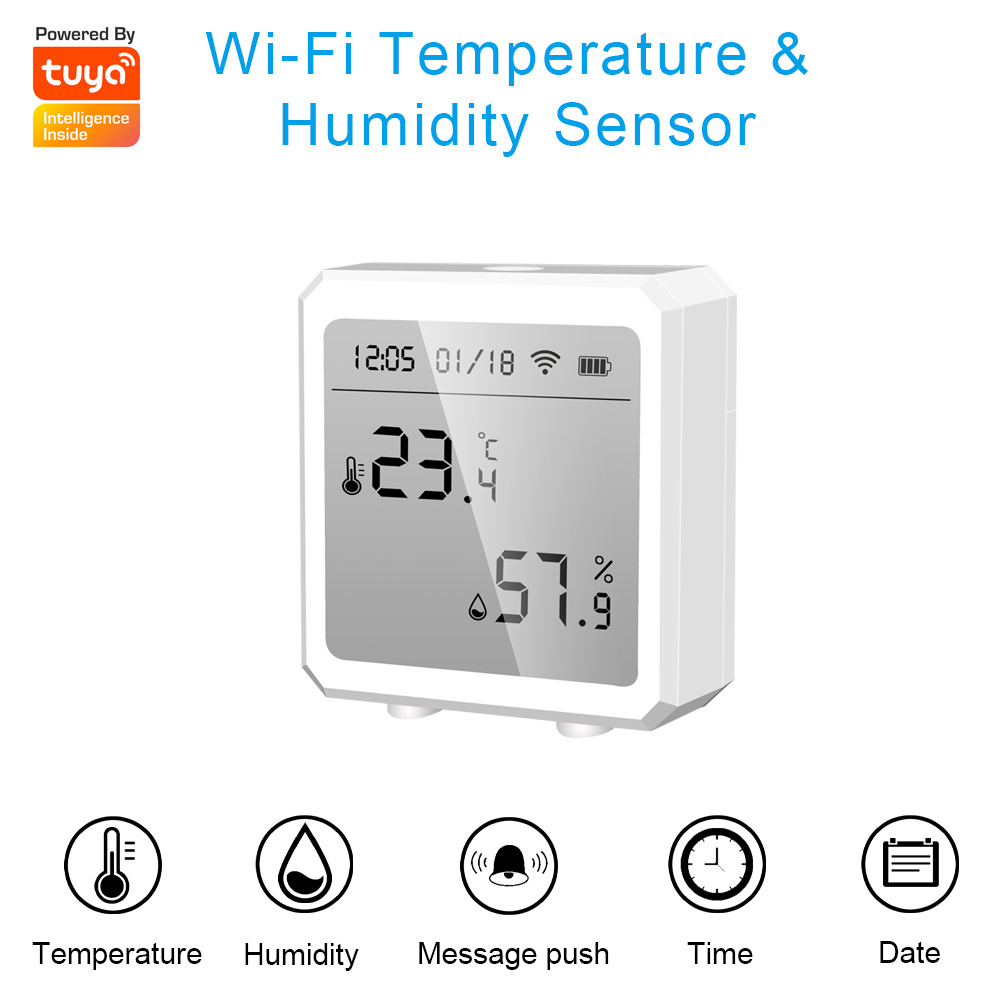 TUYA Zigbee Thermometre Hygrometre Interieur, eMylo Digital Thermomètre  Intérieur Capteur Humidité Avec Application Intelligente et Enregistrement  de Données, Compatible Avec Alexa Google Home : : Jardin