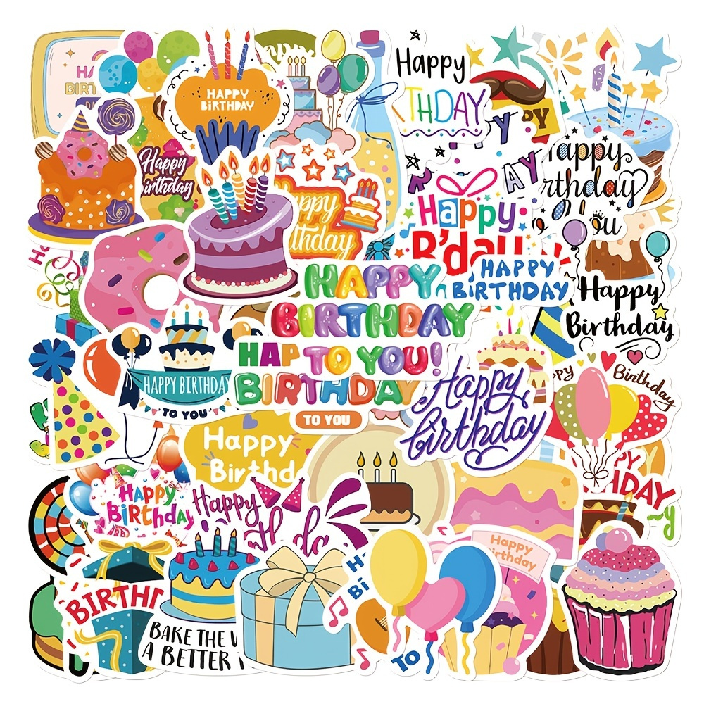 Happy Birthday Stickers laser Glitter Cake Party Decoration - Temu