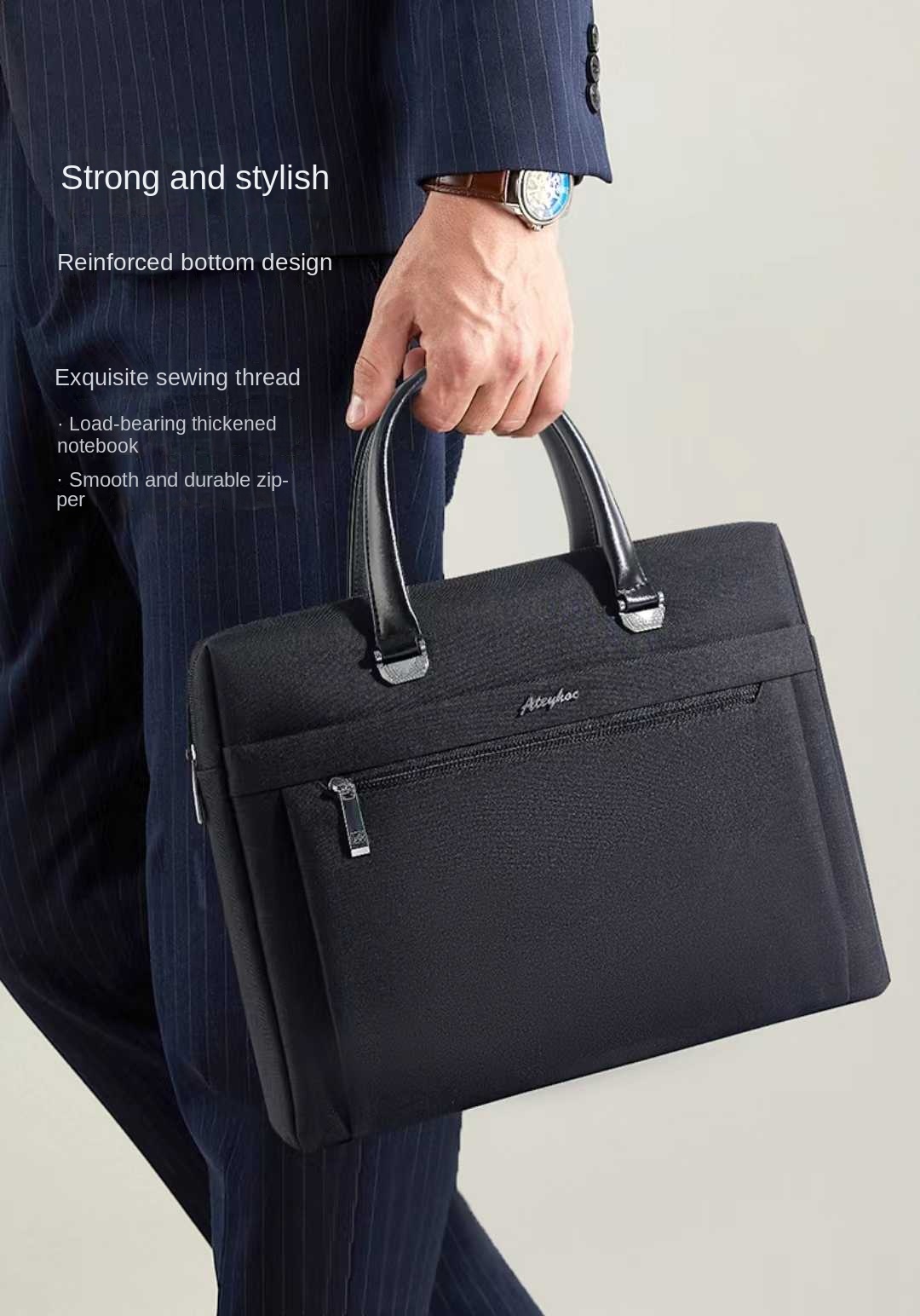 Mens Briefcase High Density Canvas Fabric With Exquisite Temu