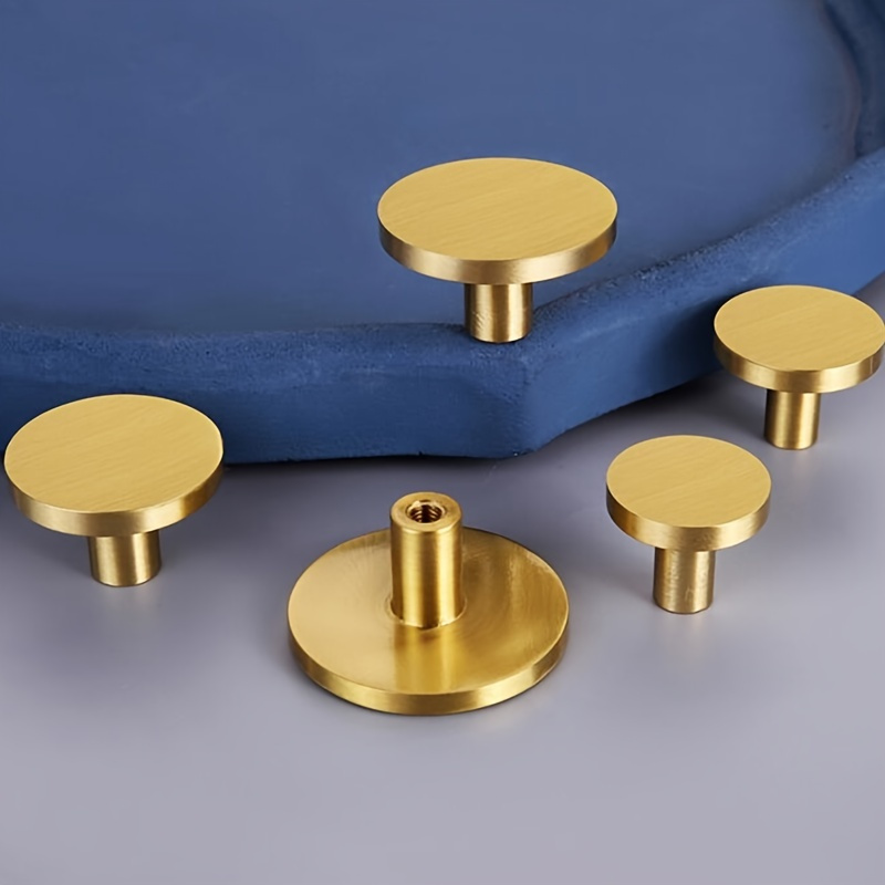2pcs Brushed Brass Drawer Dresser Knobs Pulls, Modern Pure Copper Door