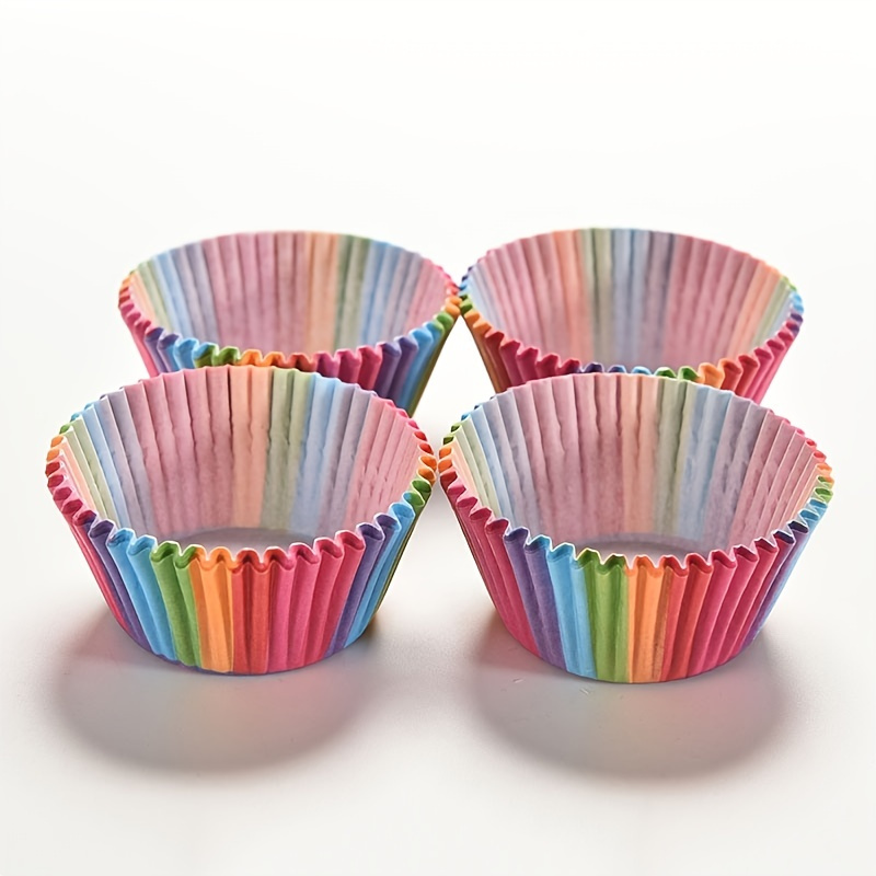 

100pcs Colorful Rainbow Cupcake Paper - Perfect For Parties & Baking Muffins!