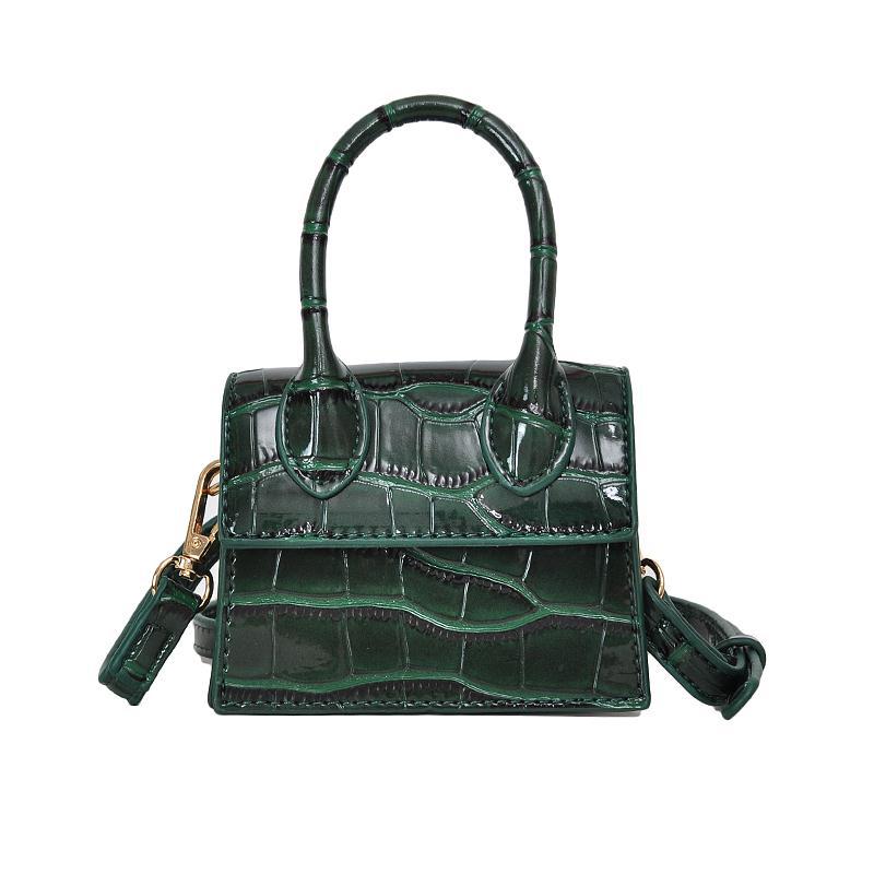 Metallic Crocodile Embossed Square Bag With Coin Purse for Women