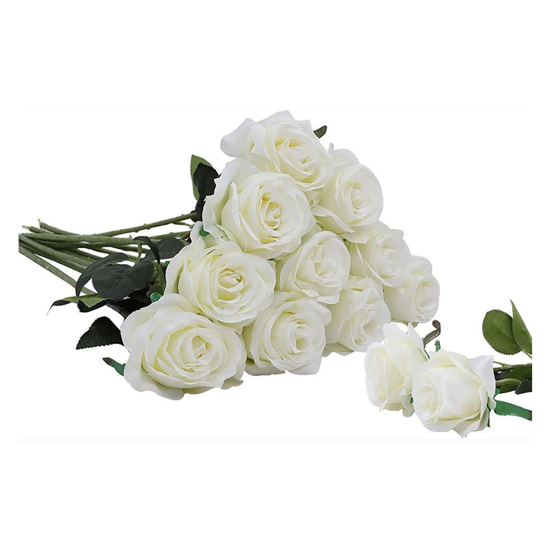 zxcvbnn Party Decorations White Faux Flowers Silk Roses Artificial