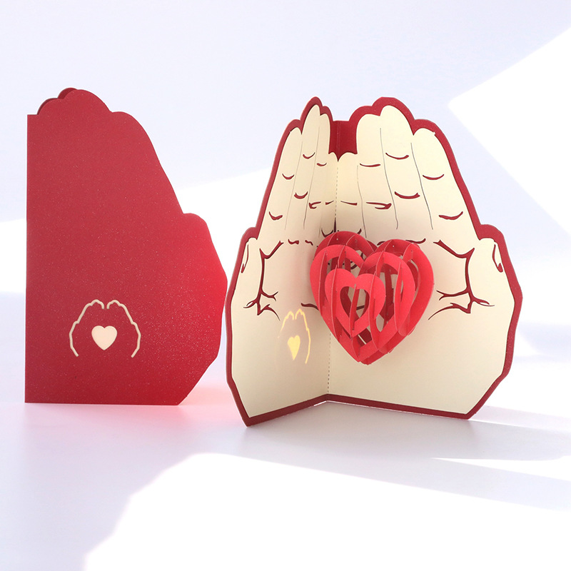 3d Creative Love In Hand Heart Handmade Paper Carving - Temu