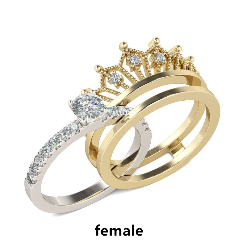Men's Couples Crown Wedding Engagement Ring