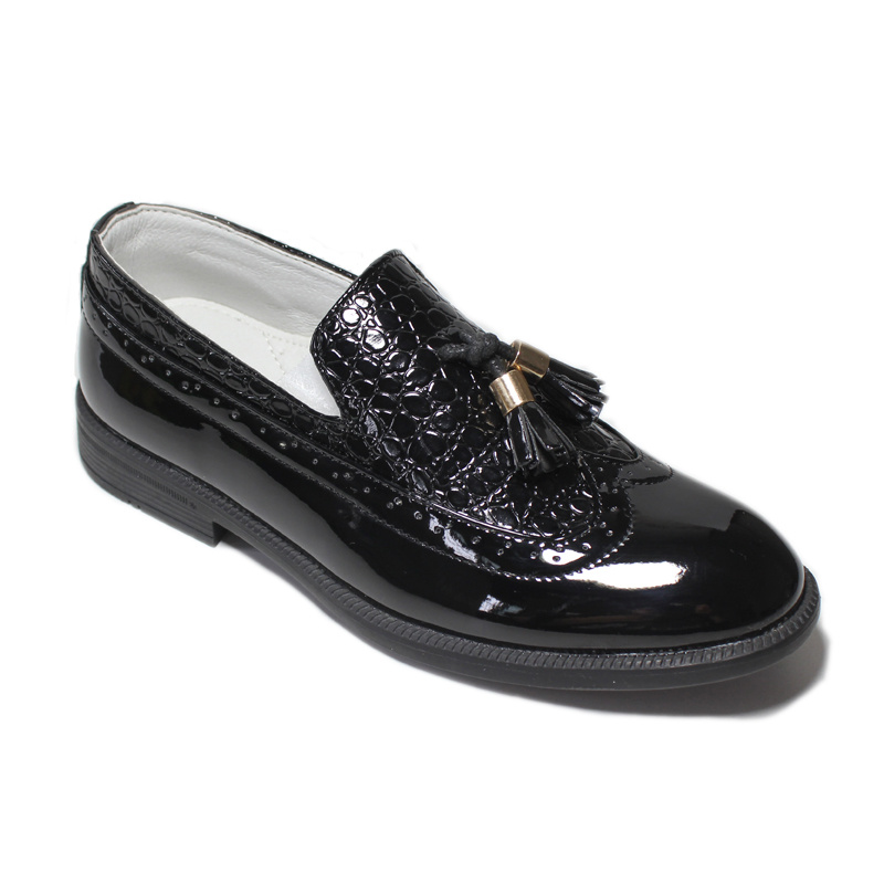 Boys black best sale leather loafers