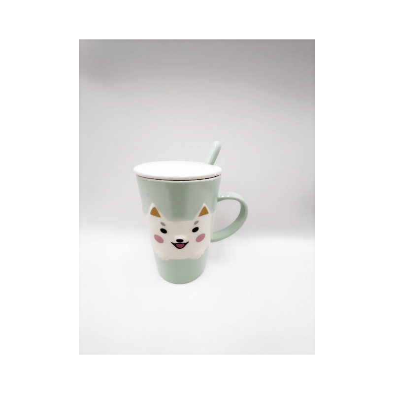 Bearachild Taza de cerámica con tapa para café, té, leche, agua, tazas  bonitas creativas con patrón de flores, contenedor de avena, tazas con asa,  Juegos de servir café y té Azul Bearachild