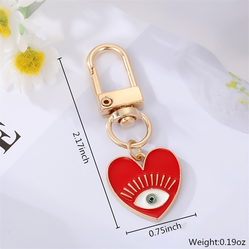 HOT HUIKKXWIOGHO 556] Rainbow Pearl Heart Evil Eye Couple Keychain