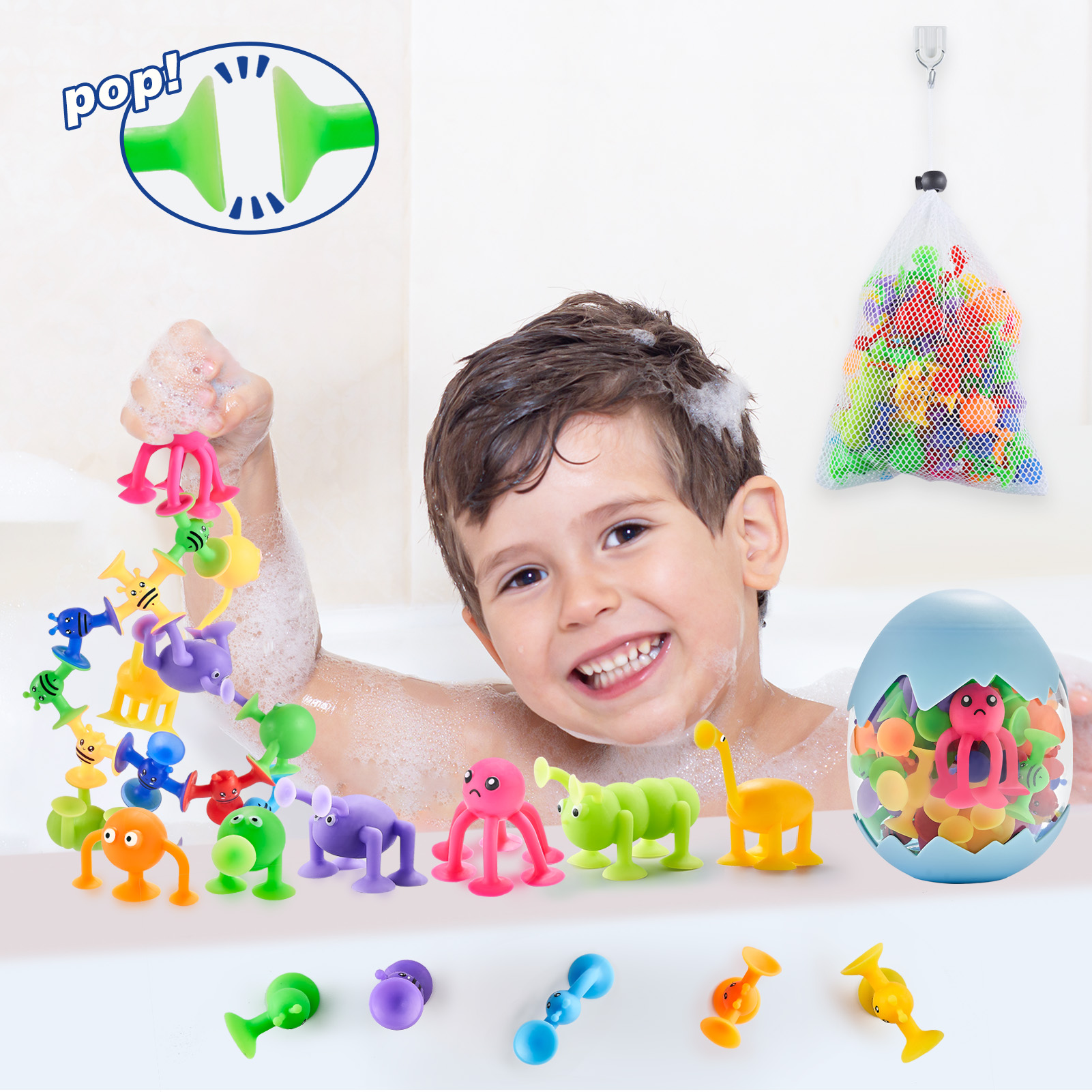 Gifts2U Bath Toy for Kids Age 4-8, 25PCS Color Changing Silicone