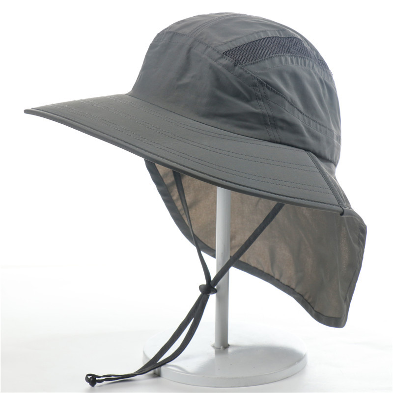 Unisex Outdoor Activities UV Protecting Sun Hats with Neck Flap-.Light-grey