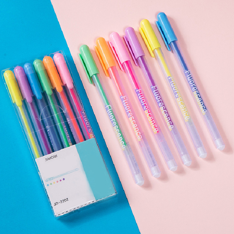 6pcs Color Gel Pens Pastel Ink Colors Quick Dry Ink - Temu